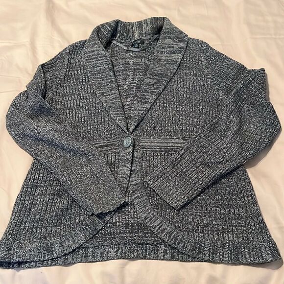Apt9 size XL heathered grey 1 button front with rounded hem cardigan EUC - Picture 2 of 7